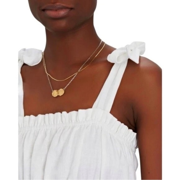 Faithful The Brand Camille Elegant White Linen Ruffle Strap Tank Top. Cropped - Picture 4 of 16